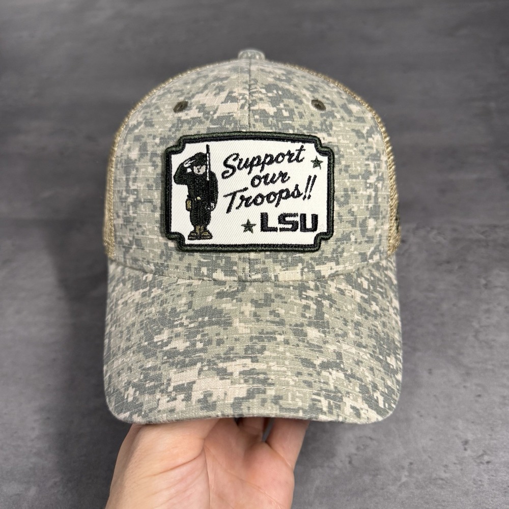 LSU Tigers SnapBack Hat Digital Camo Mesh Trucker Hat‎ Low Profile Army Military - Picture 2 of 8